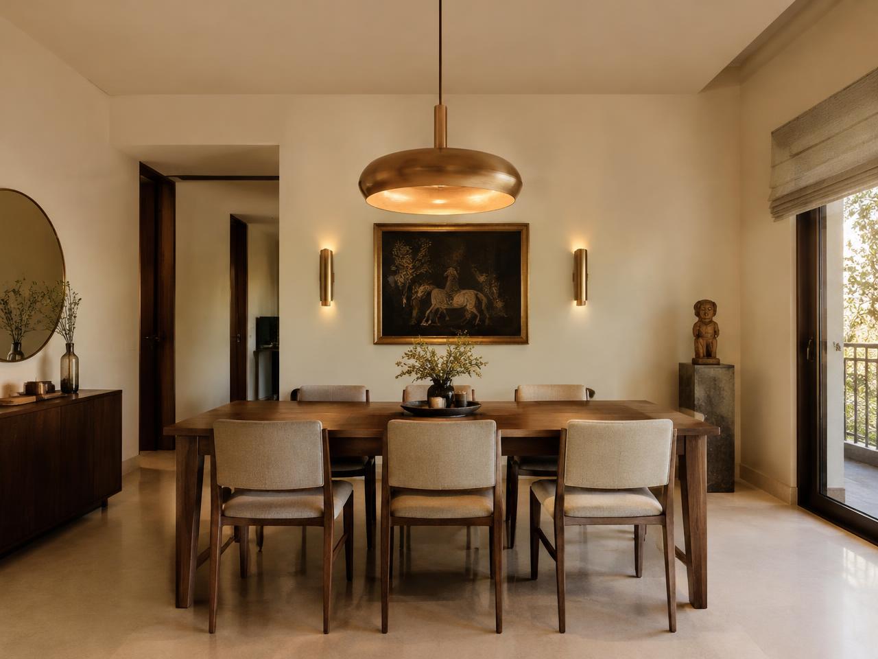 Dining area inspiration with bronze pendant light